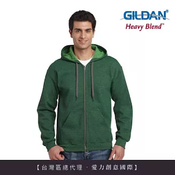 GILDAN 總代理-100%美國棉~ 素面經典復古連帽拉鏈外套~草坪綠-XL號/大尺寸