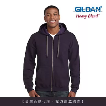 GILDAN 總代理-100%美國棉~ 素面經典復古連帽拉鏈外套~黑莓色-L號