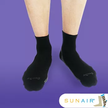 sunair 滅菌除臭襪子-運動薄襪 短筒 (L25~29) (黑+灰)