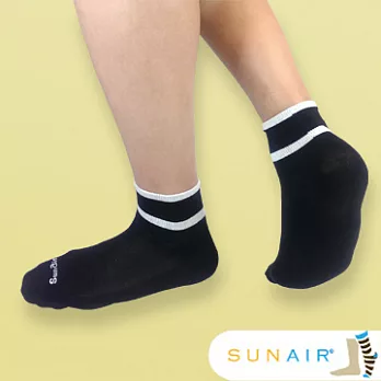 sunair 滅菌除臭襪子-運動薄襪 短筒 (L25~29) (黑+白)