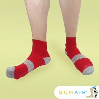 sunair 滅菌除臭襪子-運動薄襪 短筒 (L25~29) (紅+灰)