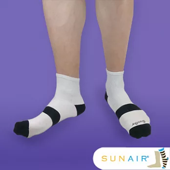 sunair 滅菌除臭襪子-運動薄襪 短筒 (L25~29) (白+黑)