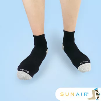 sunair 滅菌除臭襪子-自行車運動薄襪 短筒 (L25~29) (黑+灰)