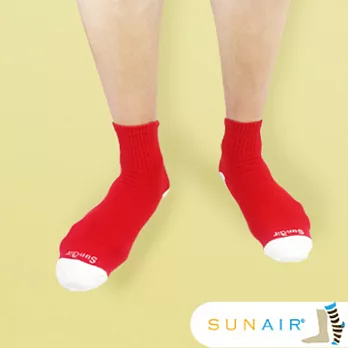 sunair 滅菌除臭襪子-自行車運動薄襪 短筒 (L25~29) (紅+白)