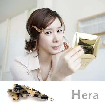 【Hera】赫拉 豹紋渲染水鑽花朵邊夾/髮夾/髮扣(四色任選)淺咖啡