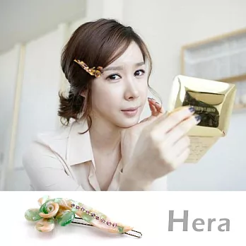 【Hera】赫拉 豹紋渲染水鑽花朵邊夾/髮夾/髮扣(四色任選)亮果綠