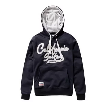 【CACO】CACO SURF‧美式休閒‧雙層繡線連帽長TS深藍