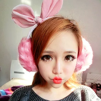 【Bling Q】暖暖毛絨絨大兔耳耳罩(粉)