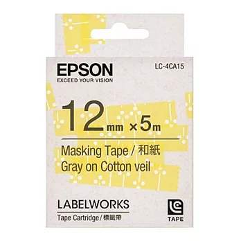 EPSON 愛普生 LC-4CA15 C53S625034 標籤帶 (禾紙12mm) 黃灰黃底灰字