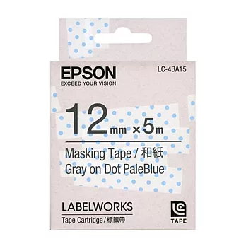 EPSON 愛普生 LC-4BA15 C53S625033 標籤帶 (禾紙12mm) 藍灰藍底灰字
