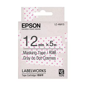 EPSON 愛普生 LC-4AA15 C53S625032 標籤帶 (禾紙12mm) 粉灰粉紅灰字