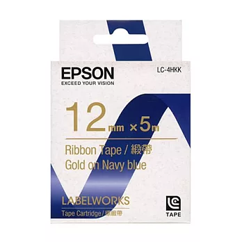 EPSON 愛普生 LC-4HKK C53S625029 標籤帶 (緞帶12mm) 藍金藍底金字