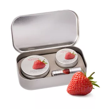 荷蘭Greenland 果漾潤澤禮盒(護唇膏3.9g+護手霜50ml+身體乳霜100ml)草莓