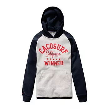 【CACO】CACO SURF．美式休閒．植絨繡字連帽長TS深藍
