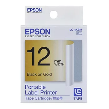 EPSON 愛普生 LC-4KBM C53S625022 標籤帶 (金銀12mm) 金黑金底黑字