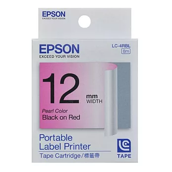 EPSON 愛普生 LC-4RBL C53S625018 標籤帶 (珍珠12mm) 紅黑紅底黑字