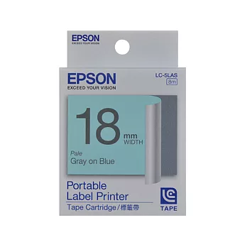 EPSON 愛普生 LC-5LAS C53S626012 標籤帶 (淡彩18mm) 藍灰藍底灰字