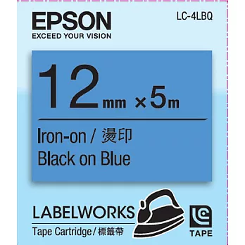 EPSON 愛普生 LC-4LBQ C53S625053 標籤帶 (燙印12mm) 藍黑粉藍黑字