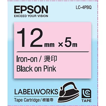 EPSON 愛普生 LC-4PBQ C53S625054 標籤帶 (燙印12mm) 粉黑粉紅黑字