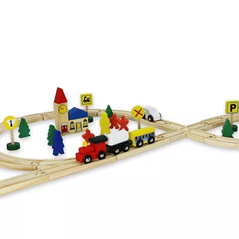 【Happy 寶貝】木製軌道歡樂小火車 (48Pcs)無