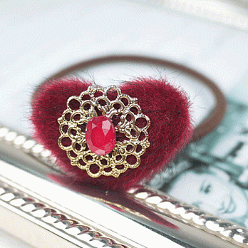 【PinkyPinky Boutique】可愛愛心髮束(酒紅色)