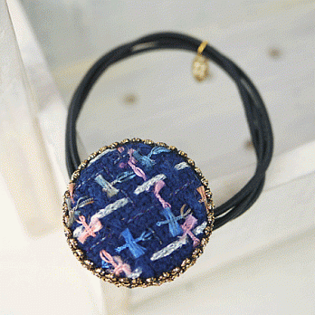 【PinkyPinky Boutique】小香風圓圓髮束(藍色)