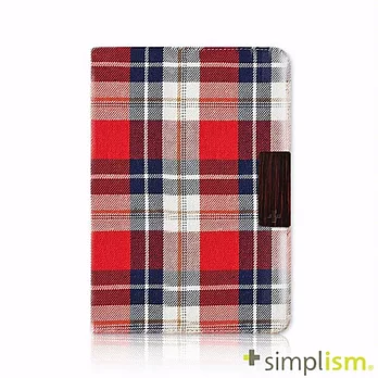 Simplism iPad mini Retina 布面側開掀蓋保護套紅色格紋