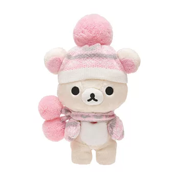 San-X 拉拉熊紅粉愛心系列圍巾毛絨公仔。懶妹