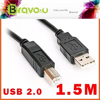 Bravo-u USB 2.0 傳真機印表機連接線/A公對B公(黑色1.5米)2入