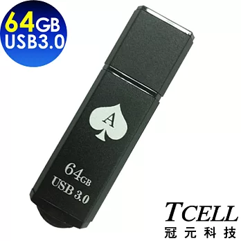 TCELL冠元 USB3.0 64GB 撲克隨身碟黑桃A