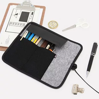 indigo質感毛氈V.2綁帶筆袋-淺灰