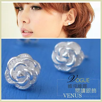 【維克維娜】美好正盛。山茶花造型 925純銀耳環