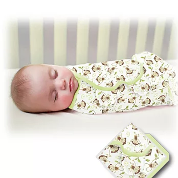 美國 Summer Infant SwaddleMe 嬰兒包巾 【叢林小猴純棉薄款】, 小號 2入組 - 可調式懶人包巾