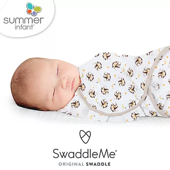 美國 Summer Infant SwaddleMe 嬰兒包巾 【香蕉小猴 純棉薄款】, 大號 - 可調式懶人包巾