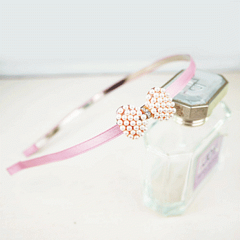 【PinkyPinky Boutique】珍珠蝴蝶結髮箍(粉紅色)