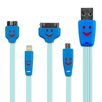 4IN1 四合一充電專用微笑扁線(16cm)淺藍