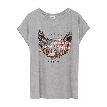 【CACO】CACO SURF．老鷹展翅短T(女)M淺麻灰