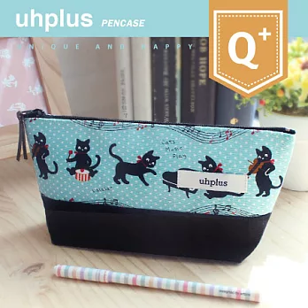 uhplus Q-plus 寬底筆袋/ 貓咪音樂會