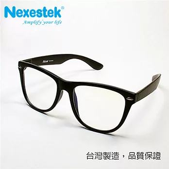 Nexestek (台製) 尼斯濾藍光眼鏡時尚炫潮大框款 (電腦族/低頭滑機族必備) 黑/棕色