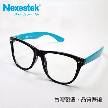 Nexestek (台製) 尼斯濾藍光眼鏡時尚炫潮大框款 (電腦族/低頭滑機族必備) 黑/藍色