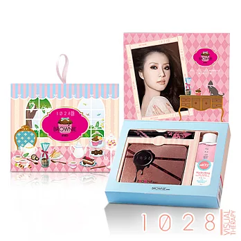 1028 經典布朗尼甜點彩妝組(布朗尼眼妝盒+加勒比海睫毛膏(纖長)+深層卸眼唇75ml)