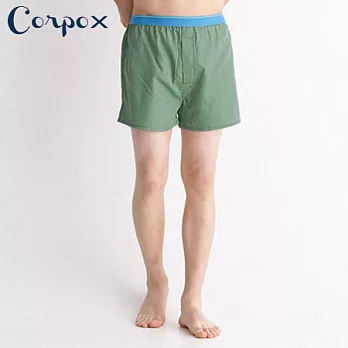 【Corpo X】男式精梳棉平口褲M綠藍條紋