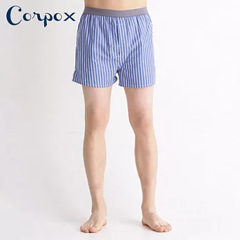 【Corpo X】男式精梳棉平口褲M藍白條紋