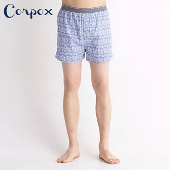 【Corpo X】男式精梳棉平口褲M藍白印花