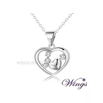 Wings 甜蜜約定 精鍍白K金方晶鋯石項鍊