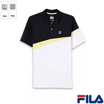 FILA男仕撞色拼接POLO衫1PON-1003-WT-M灰白(48)
