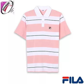 FILA男仕條紋POLO衫1PON-1412-LP-M活力粉