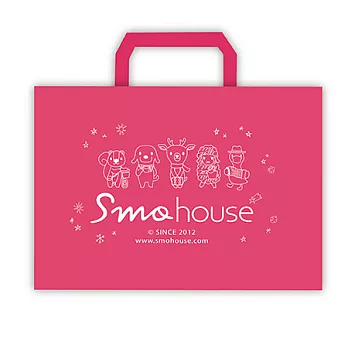 Smohouse [SamBou] 插畫環保購物袋：小鎮居民（桃紅）