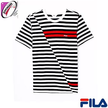 FILA 男仕條紋拼接上衣1TEN-1405-NV-XL學院藍