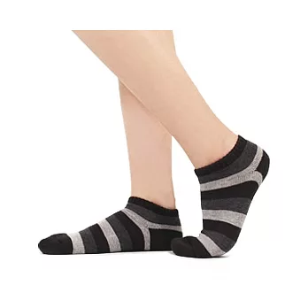 【 PuloG 】條紋氣墊裸襪-L-黑